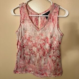 WHBM Pink Stripe Abstract Print Sleeveless V-Neck Sz XS NWOT